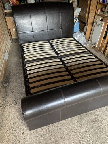Dreams faux leather sleigh bed - dreams,