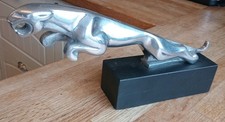 Fab Vintage Jaguar Motor Car Silver Tone Leaper Mascot Mounted  