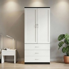 Wood Wardrobe 2 Door 3 Drawer