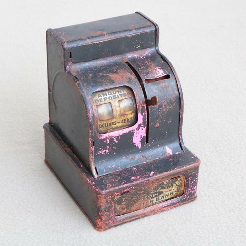 Small tin metal toy cash - toy,