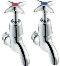 Deva 095X Cross Handle Chrome Wall Mounted Bib Taps