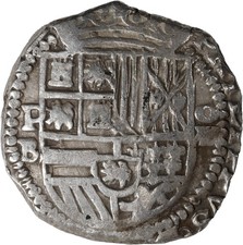 BOLIVIA, Potosí, cob 8 reales, Philip II, assayer B (5th period).