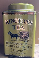 Ringtons Tin Tea Caddy Olive Green Vintage Style 