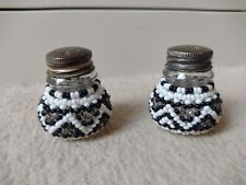 Viva Afrka Beaded Salt & Pepper Set Of 2 In Black And White Used 
