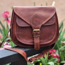 Women's Vintage Brown Goat Leather Classic Messenger CrossBody Bag
