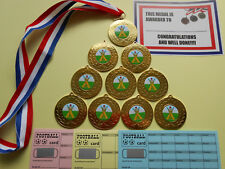 CRICKET MEDALS X 10 METAL/50MM /GOLD -SILVER OR BRONZE/ CERTIFICATES/CARDS