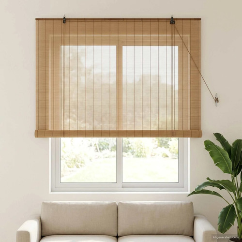 Walplus brown bamboo roller - bamboo,
