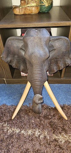 Solid wood elephant head wall - solid,