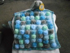 Hand knitted Blue Multi * Pom