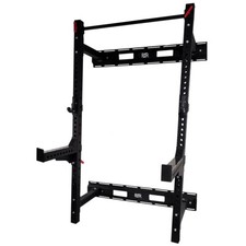 Folding Wall Mounted Squat Rack with Spotters - 7ft 6" Tall 75 x 75cm 3mm Tubing