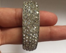 ?SALE!GIRLS 1 WIDE DIAMONTE SILVER BANGLE/PATLA BOLLYWOOD INDIAN PAKISTANI BN?