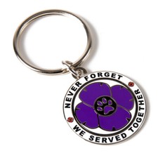 Purple Poppy Remembrance Sunday Key Ring Dog Tag - Animals at War, Never Forget