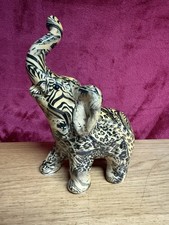 Collage Safari patchwork Decoupage Elephant trunk up ornament zebra leopard 8.5"