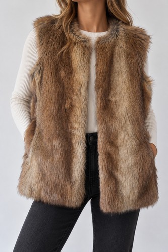 Zara trafaluc brown faux fur - brown,