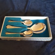 Vintage Boxed EPNS A1 Kings Pattern Fruit Salad Spoons + Serving Spoon 