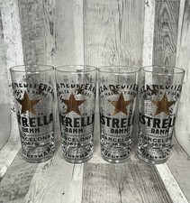 4X Estrella Damm Barcelona Tall Pint Beer Glasses Man Cave Home Bar Xmas Drinks
