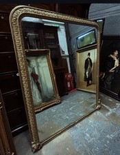 Huge Gold Gilt Wooden Early Victorian Overmantle, Original Glass.