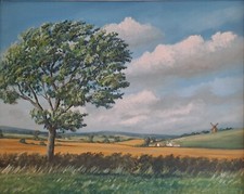 BRIAN CHANDLER Original Oil Painting on Board "Farm landscape with Windmill"