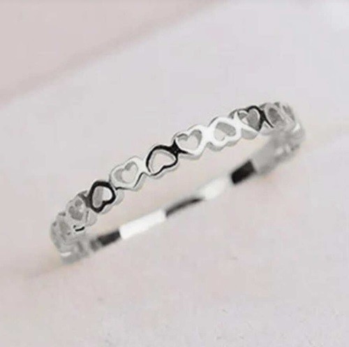 Silver dainty ring - band, with