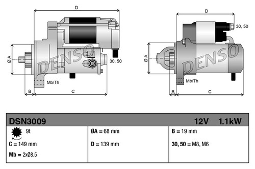 Denso starter motor dsn3009 - starter,
