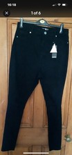 BNWT Ladies Black Boohoo Skinny High Wasted Jeans 16