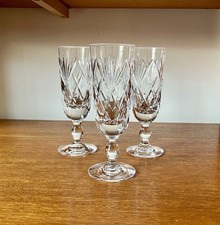 Royal Brierley Goodwood Pattern Lead Crystal Set Of 3 Champagne Flutes