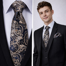 Gold Men's Tie Brown Navy Blue