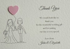 10 Handmade Personalised Wedding Thank You Cards  Notes **FREE POSTAGE**