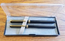 Schmidt fountain pen set, black plastic with gold metal trim,  boxed