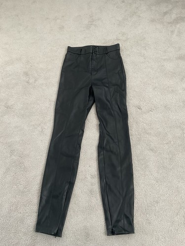 Zara black leather leggings - black,