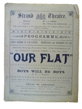 Theatre Programme 1894 Our Flat & Boys Will Be Boys - Sam Whitaker Enid Leslie