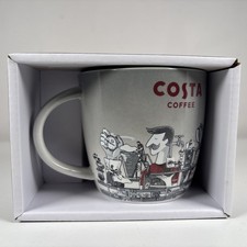 Costa Coffee London Illustrated Scenes Grey Ceramic Mug 340ml Gift Box