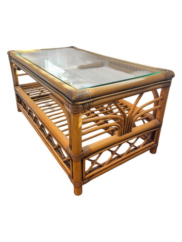 Vintage rattan coffee table - vintage,