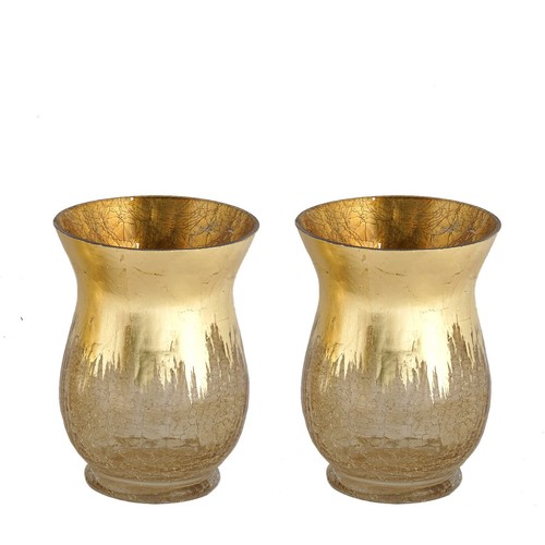 Tall gold crackle glass - 8",