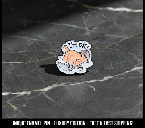 Stressed cat enamel - enamel, pin