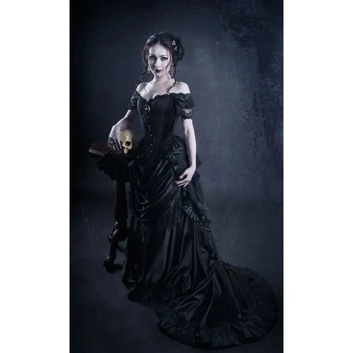 Black goth victorian bustle - black,