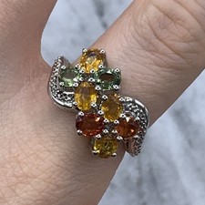 Topaz & Sapphire Cluster  Ring
