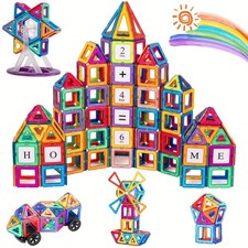 Magnetic Tiles 122pcs Magnetic Building Blocks Magnets For Kids Construction Toy