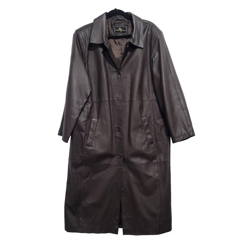 Vtg leather duster trench coat - vtg,