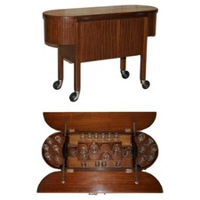 STUNNING VINTAGE CIRCA 1930'S SIDEBOARD DRINKS POP UP BAR TABLE ON WHEELS