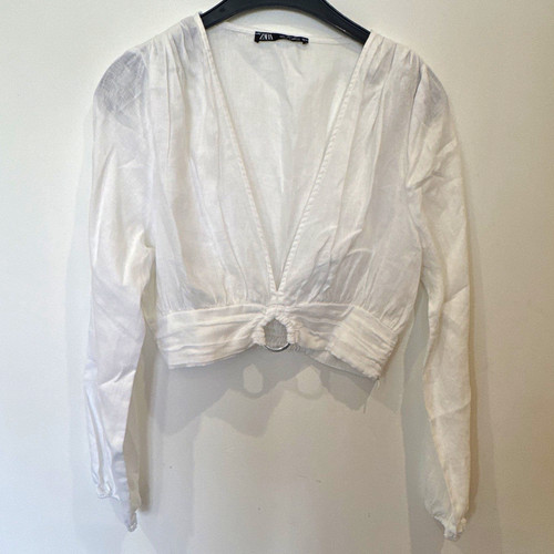 Zara white cropped neck long - white,