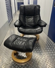 Ekornes Stressless Mayfair Recliner Black Leather Chair & Stool - Large Size