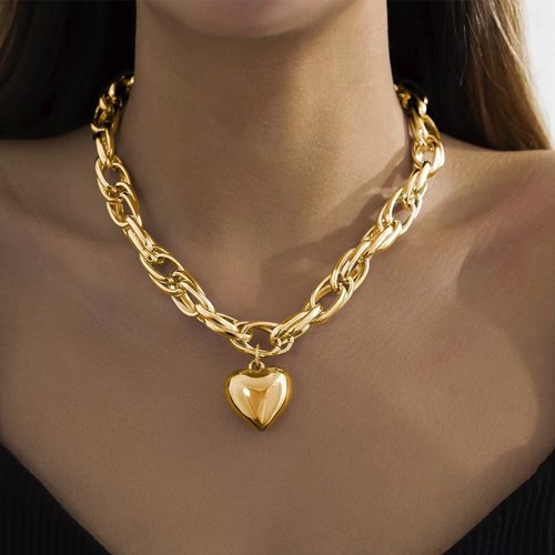 Link chain necklace heart - chain,