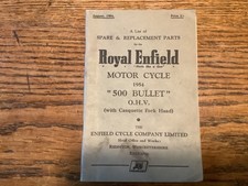 Royal Enfield Bullet 1954 Spare and Replacement Parts.  Including suppliment.