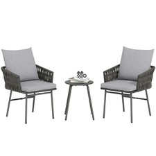 Outsunny Bistro Set with Table and Chairs, Grey, Refurbished