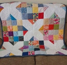 Handmade patchwork quilt/playmat /throw with machine Appliqued design