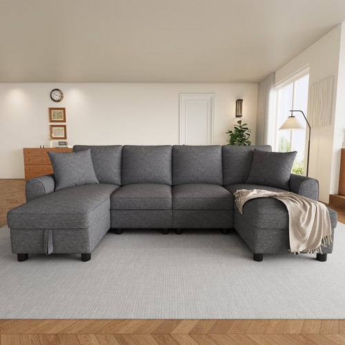 Shaped sectional sofa grey - sectional,