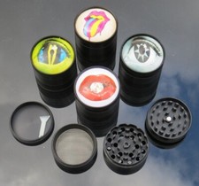 Metal Herb Grinder 4 Part 50mm Sharp Tooth Eye Ball & Lips Crusher Magnetic Lid