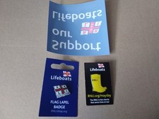 RNLI Mabelthorpe (Lincolnshire) flag badge and  RNLI mayday pin badge. New.