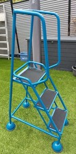 3 Tread Mobile Warehouse Safety Ladder With Ribbed Rubber Steps/Domed Feet